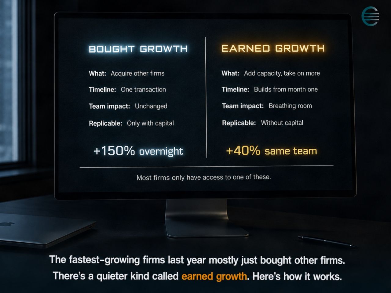 Comparison of bought growth and earned growth for accounting firms